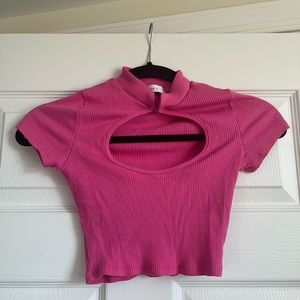 Pink Keyhole Crop Top